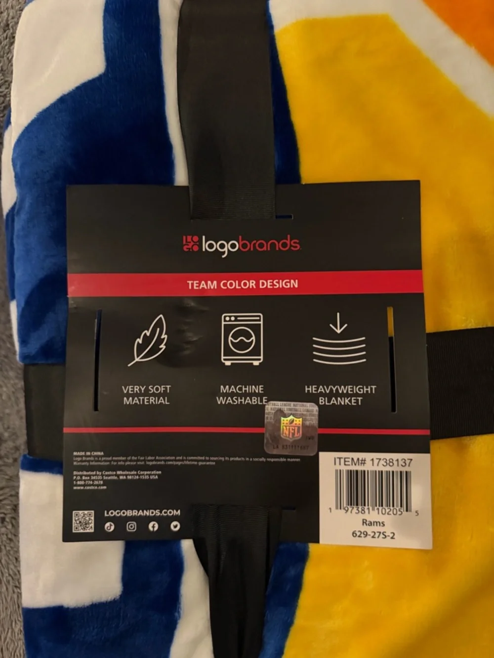 NFL Los Angeles Rams Blue White Yellow Plush Blanket